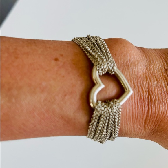Tiffany & Co. Mesh Heart Multi Strand Sterling Silver Bracelet. - Picture 5 of 8
